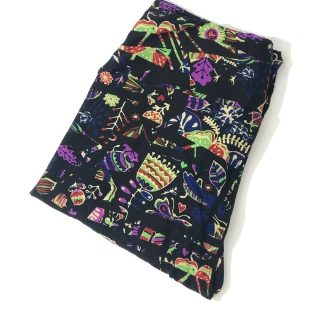 LuLaRoe Leggings Black Bohemian Floral Print